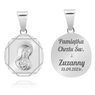 Srebrny 925 medalik Matka Boska z Dzieciątkiem Grawer Chrzest Komunia 